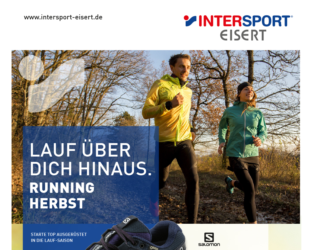 "Lauf über dich hinaus" – Headline für Intersport Eisert; Regelmäßige Textkonzeption für Beilagen, Mailings und Werbemittel