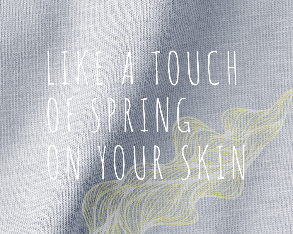 "Like a touch of spring on your skin" – Slogan eines Garns