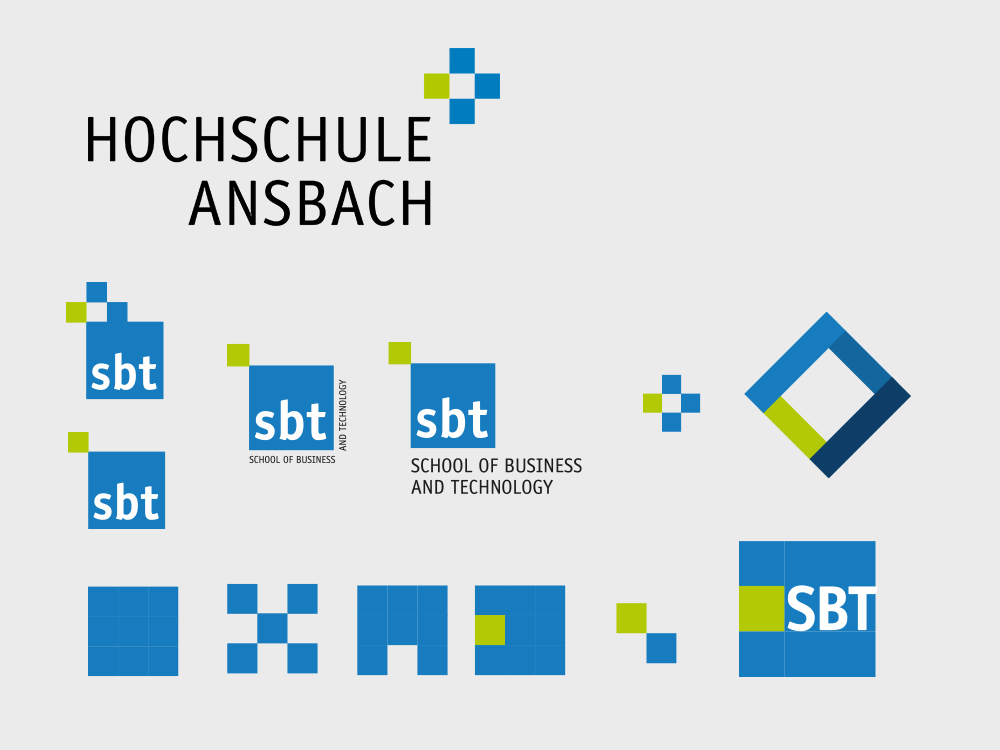 Erste Ideen und Skizzen zur Ableitung aus dem Logo der Hochschule Ansbach