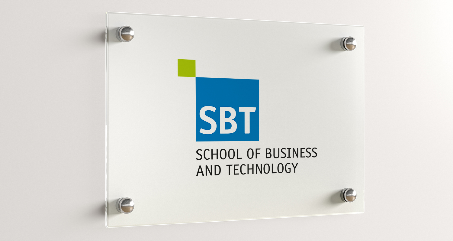 Logogestaltung für die School of Business and Technology der Hochschule Ansbach.